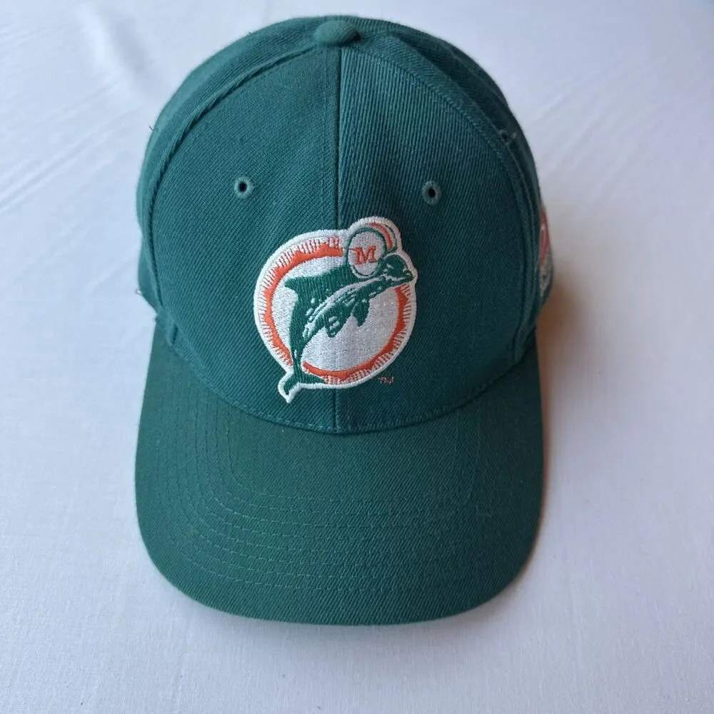VTG 90s Sports Specialties Miami Dolphins Twin Image Snapback Hat Cap Wool Blend
